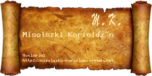 Misolszki Koriolán névjegykártya